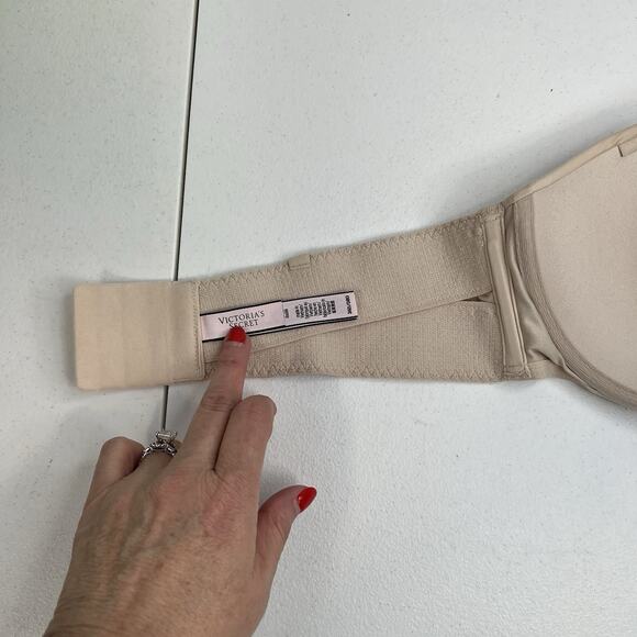 Victoria's Secret 36D Bra Lined Strapless Underwire Beige NO STRAPS Seamless - Picture 8 of 15